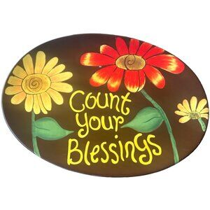 Cracker Barrel Count Your Blessings Oval-Shaped Ceramic Platter Dish 11.75 X 16